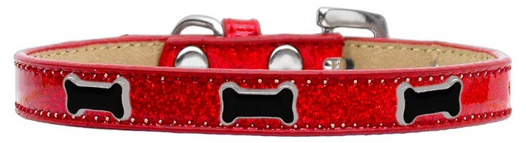 Black Bone Widget Dog Collar Red Ice Cream Size 16